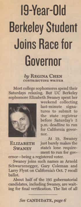 Swaney ran for governor at age 19.
