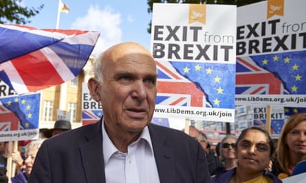 Vince Cable, the Lib Dem leader, at pro-remain protest