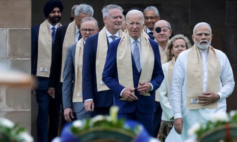 On the sidelines of the G20 summit in New Delhi, India’s Narendra Modi (R), US president Joe Biden (C), German Chancellor Olaf Scholz (3R) and Australia’s prime minister Anthony Albanese.