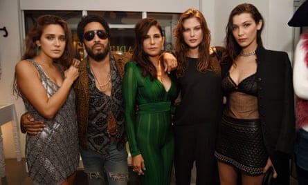 Jesse Jo Stark, Lenny Kravitz, Laurie Lynn Star, Cat McNeil and Bella Hadid at a party in Miami this week.