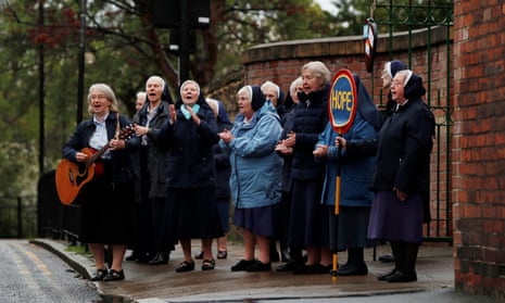 Nuns applaud outside St Anthony’s convent of Mercy Tunstall in Sunderland.