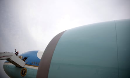 View from the top: Donald Trump boards Air Force One.