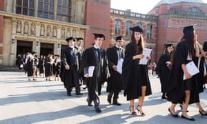 Graduates leaving the Great Hall at Birmingham University.