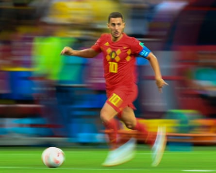 Belgium’s Hazard runs with the ball during the Russia 2018 World Cup