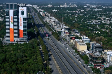 A deserted road in the Pakistani capital