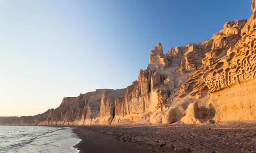 Pumice cliffs at Vlychada Beach.