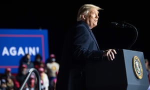 rump holds a Make America Great Again rally as he campaigns at John Murtha Johnstown-Cambria County Airport in Johnstown, Pennsylvania.