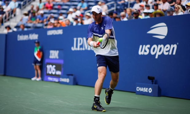Andy Murray hits a return on his way to an impressive victory.