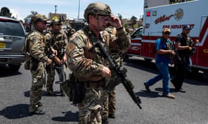 Law enforcement agencies respond to an active shooter at a Walmart near Cielo Vista Mall in El Paso, Texas