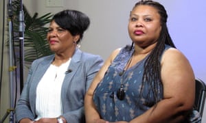 Alice Marie Johnson, left, and her daughter Katina Marie Scales wait to start a TV interview on Thursday, June 7, 2018.