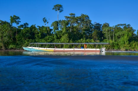 A solar-powered boat on the Amazon in Ecuador.
