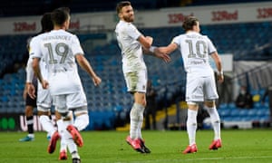 Stuart Dallas celebrates scoring the equaliser for Leeds against Luton