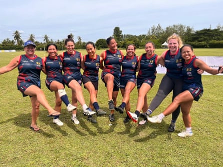Brenda Chan (fourth from left) with her Hong Kong Dragons teammates at the 2025 AFL Asian Championships in Thailand.