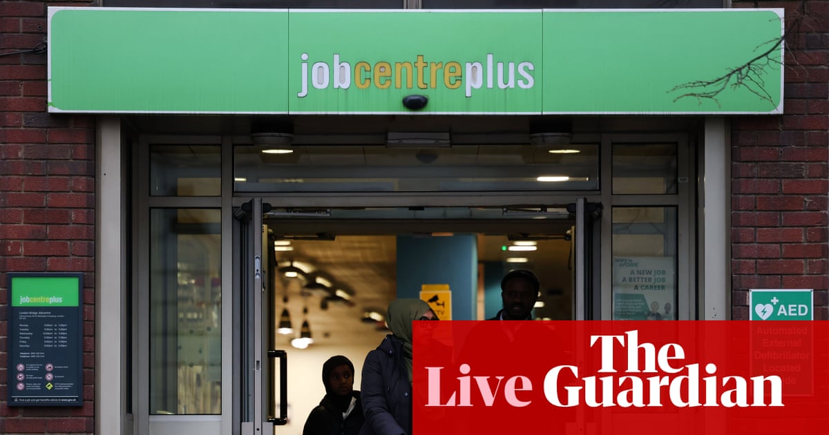 UK unemployment rate hits five-year high of 5.2% as wage growth slows – business live