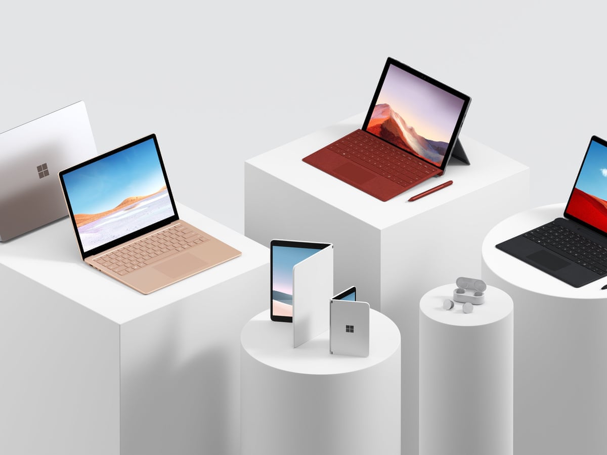 Microsoft Launches Surface Pro X And Previews Folding Phone Microsoft The Guardian