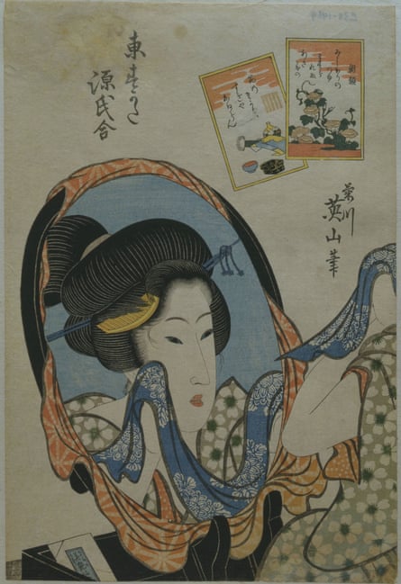 Woman at Mirror from Edo Beauties by Kikukawa Eizan.