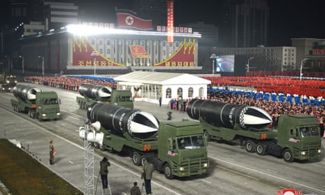 A celebration of the 8th Congress of the Workers’ Party of Korea in January 2021. The UN report claimed the state displayed new missile systems at military parades. 