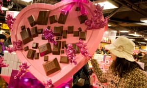 A Valentine’s Day display in Tokyo. Growing resistance to giri choco has led to a decline in chocolate sales in recent years. Photograph: jeremy sutton-hibbert/Alamy Stock Photo/Alamy