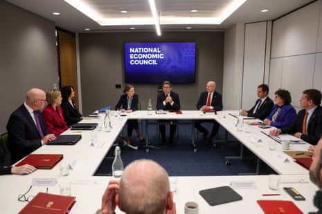 Andy Burnham speaking at the start of the national economic council meeting in Glasgow.
