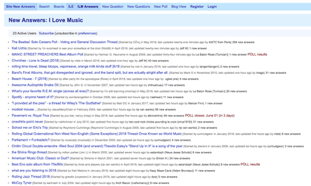 ‘Spotify – anyone heard of it?’ ... The top discussion topics on the I Love Music forum, 28 May 2018.