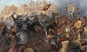 The capture of Tenochtitlan by Hernando Cortes in 1521, after a painting by Alonzo Chappel