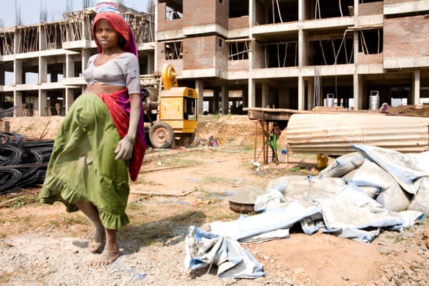 A pregnant female worker at a construction site in Ahmedabad, in India’s Gujarat state