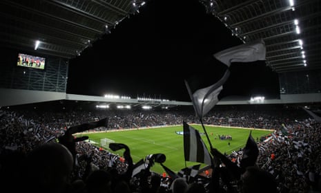 Fans of Newcastle United show their support ahead of kick-off at the Carabao Cup Quarter Final match between Newcastle United and Leicester City at St James’ Park.