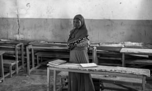 A girl in a school near a Cameroonian refugee camp.