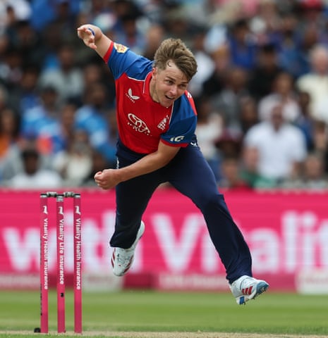 Sam Curran of England in delivery stride