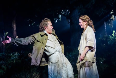 Jamie Parker (Baker) and Katie Brayben (Baker’s Wife) in Into The Woods by Stephen Sondheim ate Bridge theatre.