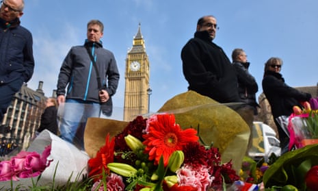 Flowers and tributes left outside Parliament after the Westminster terror attack