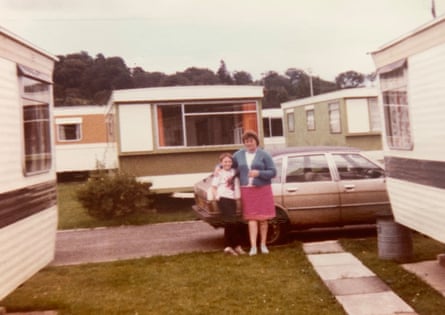 Kelman with his mother at a caravan park.