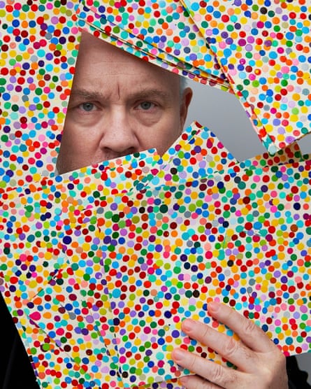 Dot dot … Damien Hirst with his spot art.