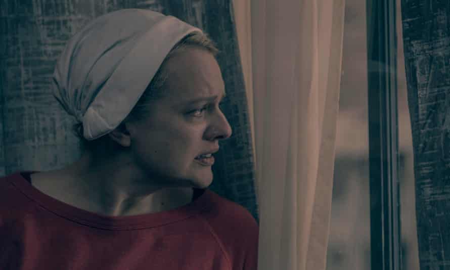 Elisabeth Moss in a still from season 2 of The Handmaid’s Tale.