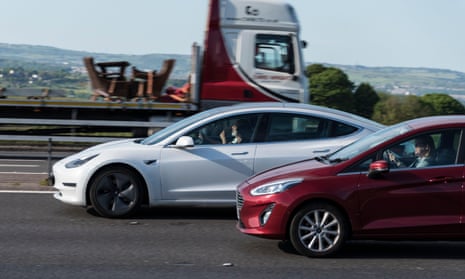 Tesla on a UK motorway