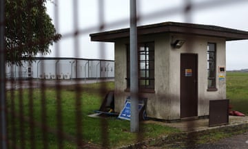 View through fence of military base