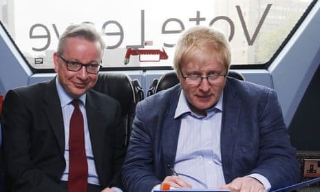 Boris Johnson and Michael Gove on the Vote Leave Battlebus during the Brexit campaign in June 2016.