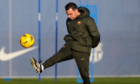 Xavi at Barcelona training