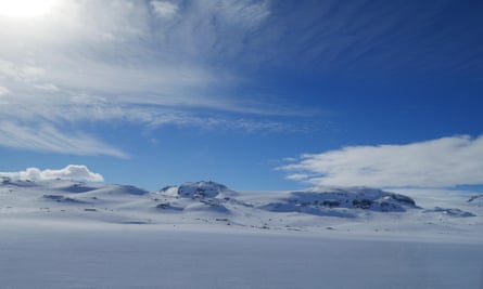 A view from the Oslo to Bergen train as it crosses the Hardangervidda national park.