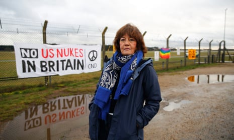 Jane Corbin at a protest outside RAF Lakenheath.