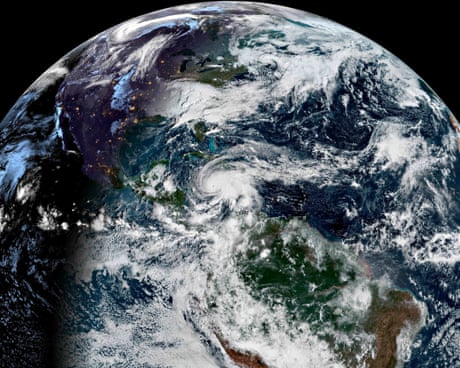 Satellite view of Hurricane Melissa approaching Jamaica