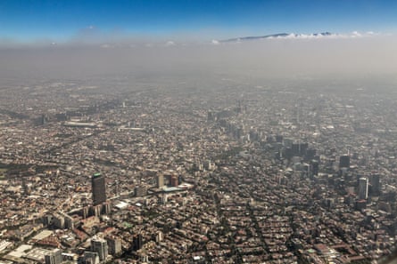 Smog above the urban sprawl of Mexico City.