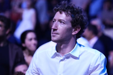 Meta CEO Mark Zuckerberg looks on during Sunday’s fights.