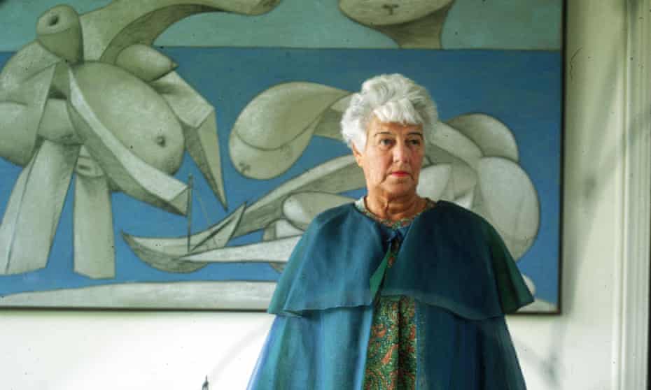 The American art collector Peggy Guggenheim in 1968 standing in front of a Picasso painting ‘On The Beach’ at the Peggy Guggenheim museum in Venice. 