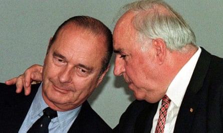 Chirac with German chancellor Helmut Kohl in 1997
