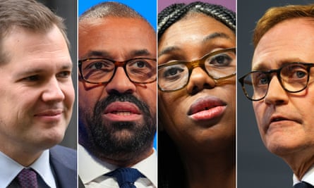 The four contenders, from left, Robert Jenrick, James Cleverly, Kemi Badenoch and Tom Tugendhat.