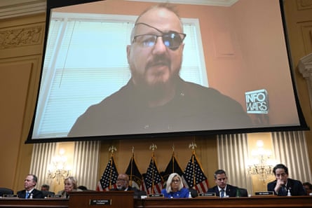 Stewart Rhodes, founder of the Oath Keepers, giving evidence in June to the House select committee investigating the US Capitol attack.
