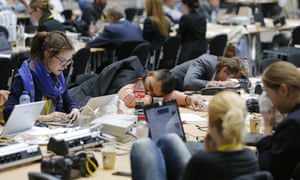 Journalists covering the at 1am on 13 July. They ended at 8.30am that day.