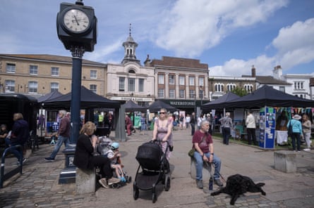 People in Hitchin town centre