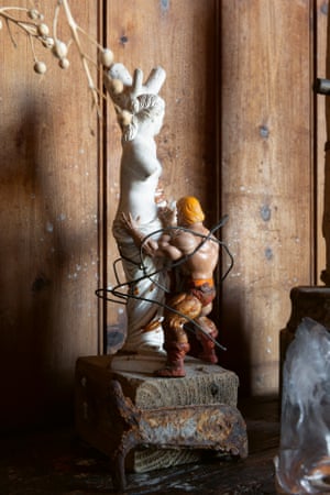 He-Man clutches a classical plaster cast, c. 1988